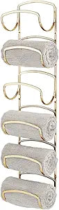 mDesign Metal Towel Storage Unit  Bathroom Towel Storage for Towels  Practical Towel Rack Also for Bathroom Accessories  Brass