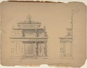 Historic Pictoric Art Print : Italian, 19th Century - Furniture Designs : Vintage Wall Dcor : 24in x 18in