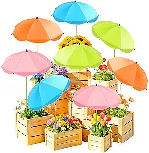 Axcoix 8 Pack Upgraded Plant Umbrellas for Outdoor Plants, 26" Larger Garden Plant Umbrella Shade with Adjustable Angle, 43.4" Higher Sun Shade for Plants, Potted Plant, Garden Beds