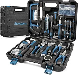 Sundpey Home Tool Kit 148-Pcs - Household Basic portable Hand Repair Tool Set with Case & Ratcheting Screwdriver & Hex Key & Pliers & Wrench & Voltage Tester & Water Pump Plier for Men Women
