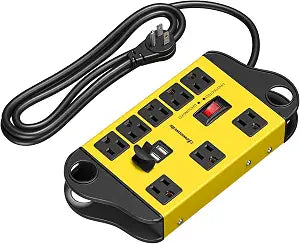DEWENWILS Industrial Power Strip with 2 USB, Metal Surge Protector