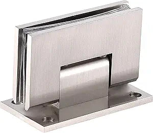 Brass Glass Door Hinge Heavy Duty Short Back Plate Hinges, Shower Door Hardware Replacement for 5/16" to 1/2" (8 to 12 mm) Tempered Glass (1, Brushed Nickel)
