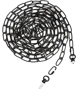 19 Feet Black Chain for Hanging Lamp, Decorative Lighting Fixture, Extension for Pendant Light, Ceiling Fan, Chandelier - Load Capacity 65 Lbs