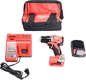 For Milwaukee 3601-21P 18V Lithium-Ion Brushless Cordless 1/2" Compact Drill/Driver Kit with 2.0 Ah Battery, Charger and Tool Bag