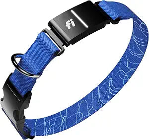 Fi New Series 3+ Smart Dog Tracker Collar [6 Month Membership Included] GPS Tracker for Dogs with Health & Behavior Monitoring, Escape Alerts, Waterproof, LED, Apple Watch Compatible (Blue, Medium)