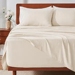 GOKOTTA Extra Deep Pocket King Size Sheets Set - 4 Piece Sheets with Elastic Corner Strap, Fits 18-21 Inches Thick Mattress, Brushed Microfiber - Soft, Breathable, Non Pilling, Wrinkle-Free - Beige