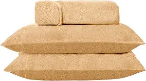 Penguin Velvet Fitted Sheet, 15" Deep Pocket Design, One Brown Fitted Sheet, Two 20 * 30��� Pillowcases, 3-Piece Set (Khaki, Full)
