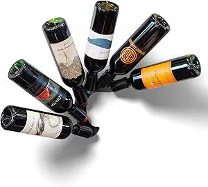 AURA LIFE Wall Mounted Wine Rack | 6 Bottle Holder Artistic Display Stand | Artisan Made Heavy Duty Steel | Perfect Unique Gift