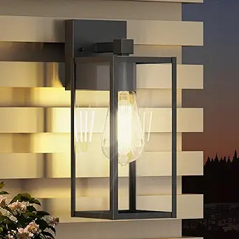 WIHTU 13in Outdoor Light Fixture Wall Mount, LED Exterior Lighting fixtures for Outside, Front Porch Lights, Waterproof Wall Sconce Lantern Lamp, Black Coach Lights for House, Patio, Garage, Doorway