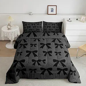 Feelyou Kids Black Bowknot Comforter Twin Size for Boys Girls