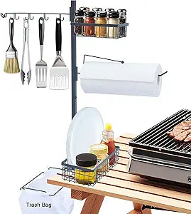 Griddle Caddy for Blackstone, 5-in-1 Outdoor Grill Organizer with Hanging Trash Bag Holder | Grill Tool Holder for Camping BBQ Accessories Storage | Grilling Gifts for Men, Dad, Father's Day