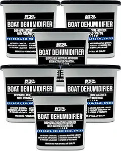Moisture Absorber 6 Pack with Activated Charcoal Dehumidifier Bucket, Unscented Odor Absorber for Closet Basement Bathroom Boat RV, Disposable - Better Boat