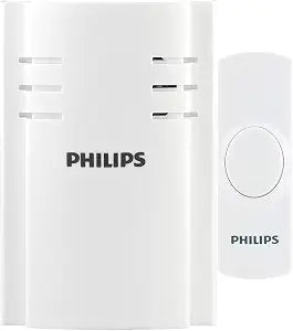 Philips Wireless Doorbell Kit, Plug-In Reciever, 1 Push Button, 2 Melodies