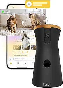 Furbo 360 Cat Camera [Subscription Required] Unlock w/Paid Plan: Home Security & Pet Safety Alerts, Rotating Treat Toss w/ 2-Way Speaker, Smart Cam w/Phone App (Low Risk, 3mo Min. Cancel Anytime)