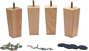 WEICHUAN 5.5 Inch Solid Beech Wood Furniture Sofa Couch Legs Set of 4