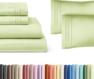 CGK Unlimited Light Sage Green 4-Piece Sheet Set & Pillowcase Bedding Bundle (Full Size) - Bed Set Includes Complete Full Sheet Set & 2 Full Pillowcases - Hotel Luxury Quality - Comfy, Cooling Sheets