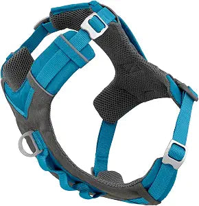 Kurgo Journey Air Dog Harness - Secure Fit for Active Dogs - Padded Chest - Lightweight Ripstop Fabric - Breathable Mesh - Reflective Trim - Back Assist Handle - Blue - Large