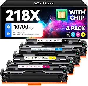 218X Toner Cartridge 4-Pack High Yield with Chip Replacement for HP 218X 218A Toner Compatible with HP Color Laserjet Pro MFP 3301cdw 3301fdw 3301sdw 3201dw Printer W2180X Black Cyan Magenta Yellow