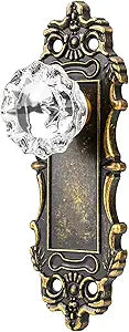 Antique Brass Dummy Door Knob Interior, Antique Single Side Glass Closet Door Knobs Replacement Vintage Crystal Cabinet Dummy Door Handles No Lock,2 Pack