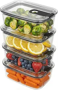 carrotez Clear Food Storage Containers with Easy-Open Lids, 2.7 Cup Ecozen Plastic Small Meal Prep Containers, Airtight, BPA-Free, Stackable, Reusable, 22oz (650ml) Set of 4