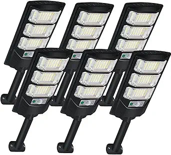 Solar Lights Outdoor Waterproof 6 Pack, Solar Flood Street Lights Dusk to Dawn Motion Sensor 6500K LED Security Outdoor Lights with Remote Control for Patio Barn Yard Garage Garden