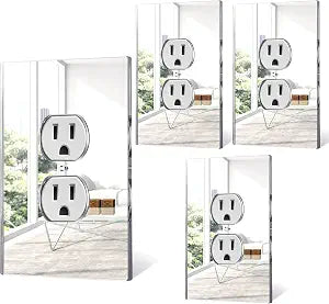 Maitys 4 Pcs Mirror Light Switch Covers Outlet Covers, 5.5 x 3.5 Inch