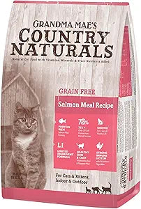 Grandma Maes Country Naturals Dry Cat Food, Grain Free Formula, Salmon, Slow Cooked & Nutrient Dense, Made in USA, 6 LB Bag