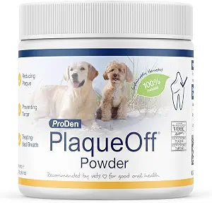 ProDen PlaqueOff Powder for Pets - Cat & Dog Breath Freshener - Plaque & Tartar Remover for Pet Oral Care - 180g