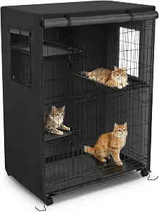 Catio Cover, 37" L x 23.5" W x 50" H Waterproof Cover for Outdoor Cat Enclosure, 500D Cat Cage Cover for Amazon Basics Cats Cages, Black (Catio Not Included)