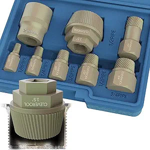 1.5'' Tub Drain Extractor, 8PCS Pipe Nipple Extractor Set with 1-inch Socket, Remove the Old, Broken, Stubborn, Rusted Drain Tub Bathtub Remover, Strong Grab Plumbing Tools with Storage Case