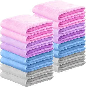 Kinlop 16 Pcs Fuzzy Baby Blankets Bulk, 39 x 27 Inch Soft Kid Blankets, Cozy Lightweight Warm Fleece Throw, for Spring Summer Infant Toddler Girls Boys, Crib Preschool Bedding (Gentle Color)