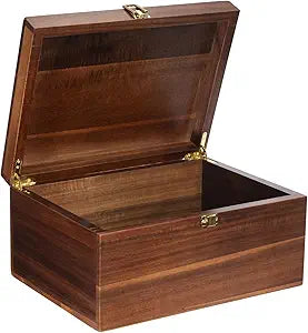 Large Wooden Storage Box - Wood Box with Lid for Home Decor, Ideal for Keepsakes, Trinkets, Jewelry & Other Stash, 12.5x9.4x6.1 IN, Wood Keepsake Memory Gift Box, Rustic Design-WB004- X Large