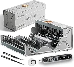 180 in 1 Electric Screwdriver Set, Power Screwdriver, Precision Screwdriver Set, 3 Torque Modes with 162 Magnetic Precision Bits, Screwdriver it for Phone Camera Computer Watch Laptop Drones