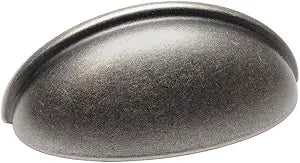 Cosmas 10 Pack 783WN Weathered Nickel Cabinet Hardware Bin Cup Drawer Cup Pull - 3" Inch (76mm) Hole Centers