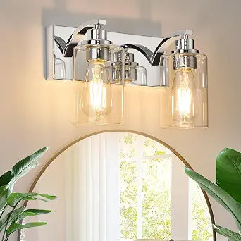 2-Light Bathroom Light Fixtures Modern Chrome Vanity Lights