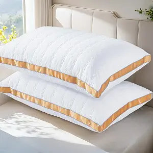 mislili Cooling Queen Size Pillows Set of 2, Hotel Quality Gusseted Bed Pillows for Side, Back, Stomach Sleepers, Soft Supportive Gusseted Queen Pillows for Sleeping, Down Alternative Filling