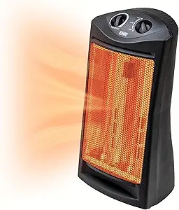 EZ-HEAT 1,500-Watt Radiant Quartz Tower Space Heater with Dual Heating Settings, Adjustable Thermostat, Overheat Protection, Safety Tip Over Switch, MG-QGW15-607