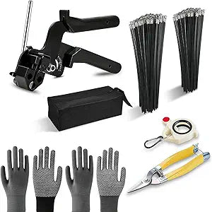 300 PCS Stainless Steel Cable Tie Gun Kit, 8/12 Inch Black Heavy Duty Metal Zip Ties (150 Each), Adjustable Fastening Cutting Tie Tool Set for Fence Repair, Vehicle, Farms, Exhaust Pip