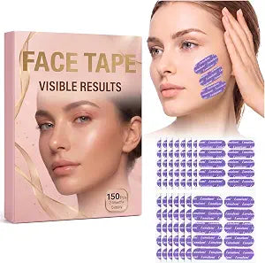 Face Tape for Wrinkles, Japanese Facial Wrinkle Patches for Smoother-Looking Skin, 2 Sizes Pre-Cut Purple Facial Tape for Forehead Lines, Neck, Smile Lines & Crow���s Feet, Overnight Beauty Care