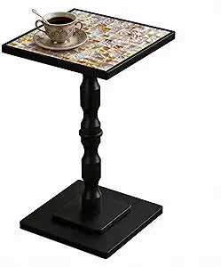 AMBIRD Mosaic Shell Accent Side Table  Handcrafted Small End Table for Tight Corners, Beside Chairs & Plant Display | No-Tool Assembly, Modern Vintage Decor for Bedroom, Living Room (11.8")