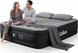 CALEN Queen Air Mattress with Built-in Pump, Full-Surround Fabric-Reinforced Construction, Honeycomb Coil-Beam Support, 18" Raised Design, 850 lbs Capacity, Fast 3-Min Inflation for Home & Guests