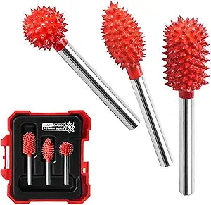 EZARC Tungsten Carbide Rotary Burr Kit, 1/8 Shaft Wood Carving Bits, Very Coarse Engraving & Material Removal Tool with Storage Case, 3-Piece