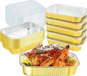 15 Pack 13" x 9" Heavy-Duty Gold Aluminum Foil Pans with Lids, 120oz 7.5LB Extra-Thick Disposable Tin Foil Food Containers with Lids for Cooking, Heating,Oven, Baking, Freezer & Food Storage