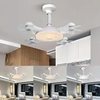 Socket Ceiling Fan Light with Remote and 1 Socket Extender for E26/E27 Base, 3 Lighting Modes 3000K-6500K, Ideal for Small Rooms (Fan Light with 4 Blades)