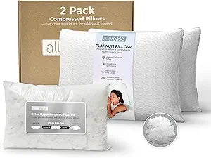 AllerEase Platinum 2-in-1 Adjustable Pillow, CleanBoost Allergen Barrier, Extra Fill, Standard/Queen - 2 Pack