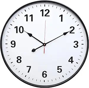 LEIKE Metal Large Wall Clock 24IN Black, Retro Silent Quartz Battery Operated, Decorative for Patio, Kitchen, Living Room, Bedroom, Pool