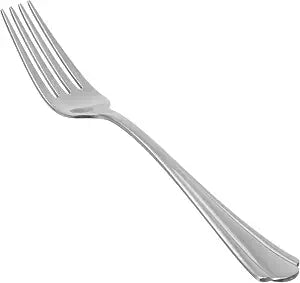 Amazon Basics Stainless Steel Dishwasher Safe Dinner Forks with Scalloped Edge, Well-Balanced Weight, Silver, Pack of 12