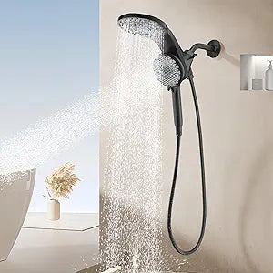KAIYING Magnetic Rain Shower Head with Handheld Spray Combo, High Pressure Dual Shower Heads with Multi-Functional Spray Modes, Modern Waterfall Showerhead with 71 Inch Long Hose (Matte Black)