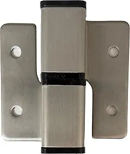 Harris Hardware TP8411-B Stainless Steel Surface Mounted Gravity Activated Self Closing Hinge for Toilet Partion Door #4 Satin Finish, 1 Pair Right in, Left Out