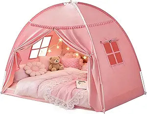 Full Size Kids Play Tent, Indoor Privacy Canopy Teepee for Boys & Girls, Portable Dark Room Sleeping Tent for Bedroom Floor Camping